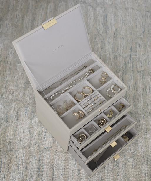 Oatmeal Classic Jewellery Box 3-Drawer Set
