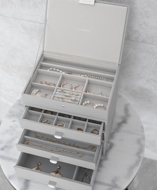 Pebble Grey Classic Jewellery Box 3-Drawer Set