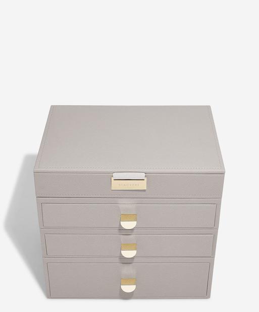 Taupe Classic Jewellery Box 3-Drawer Set