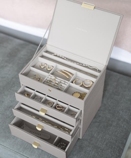 Taupe Classic Jewellery Box 3-Drawer Set
