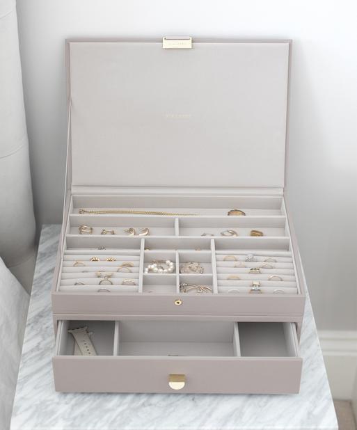 Taupe Supersize Jewellery Box 1-Drawer Set