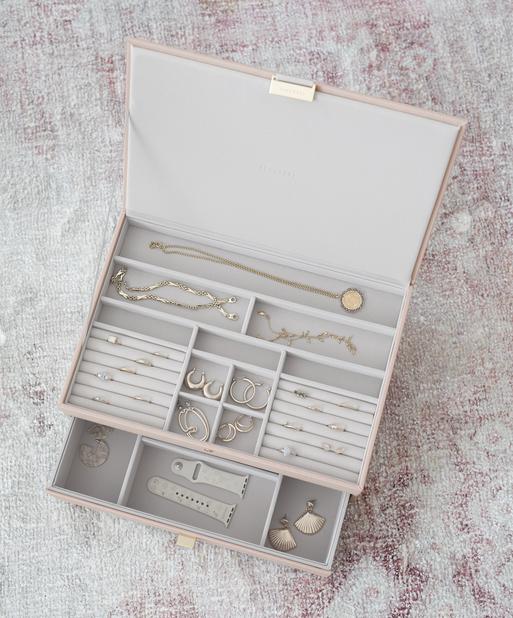 Blush Pink & Champagne Gold Supersize Jewellery Box 1-Drawer Set