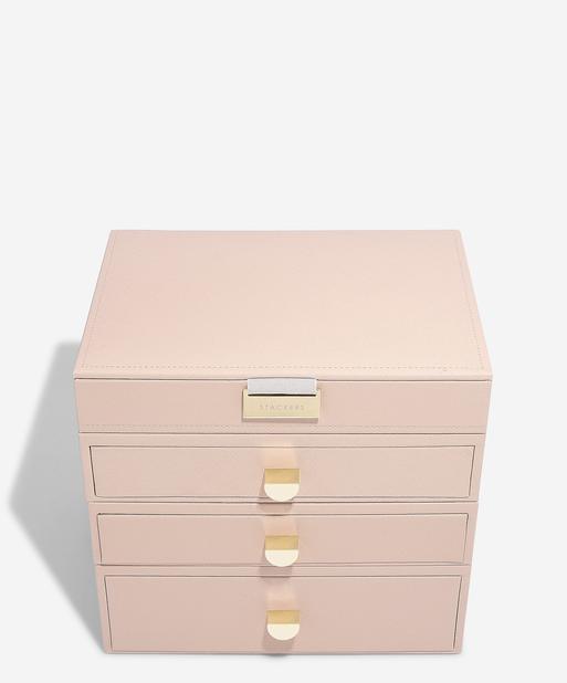 Blush Pink & Champagne Gold Classic Jewellery Box 3-Drawer Set
