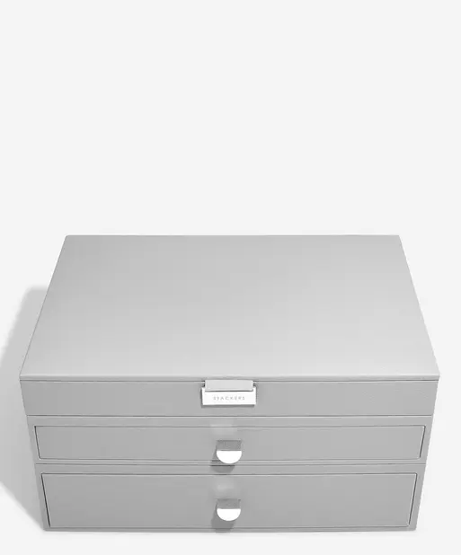 Pebble Grey Supersize Jewellery Box 2-Drawer Set