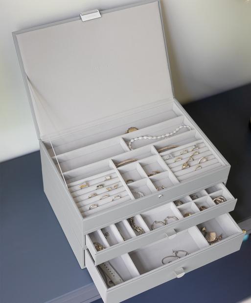 Pebble Grey Supersize Jewellery Box 2-Drawer Set