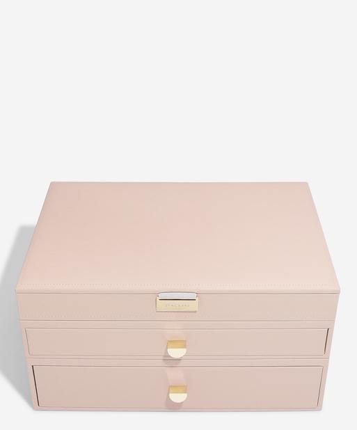 Blush Pink & Champagne Gold Supersize Jewellery Box 2-Drawer Set