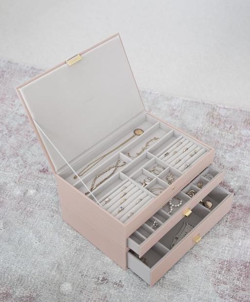 Blush Pink & Champagne Gold Supersize Jewellery Box 2-Drawer Set