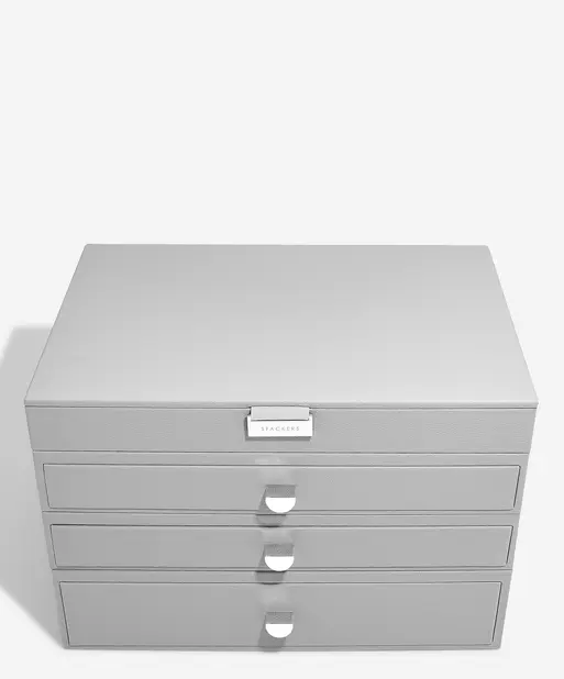 Pebble Grey Supersize Jewellery Box 3-Drawer Set