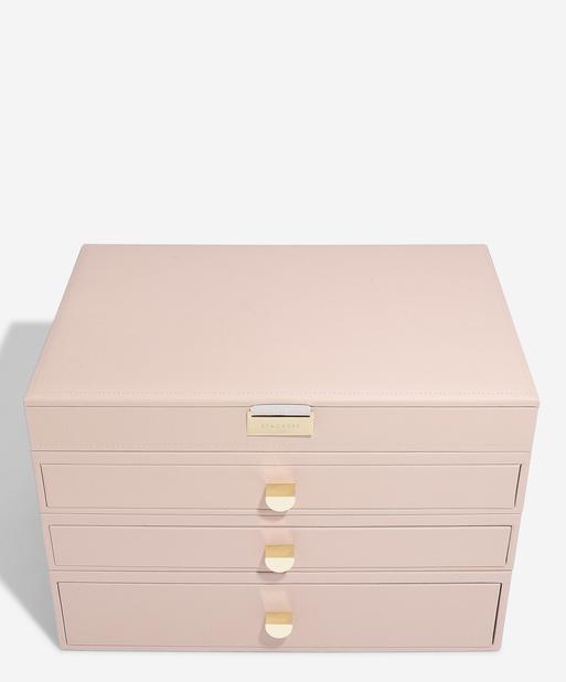 Blush Pink & Champagne Gold Supersize Jewellery Box 3-Drawer Set
