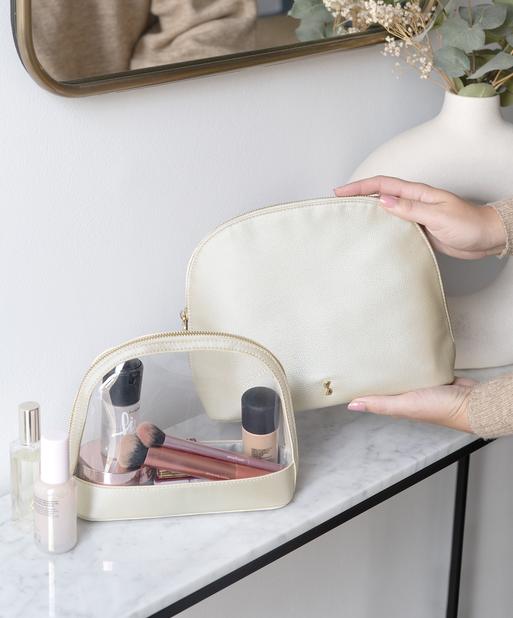 Limited Edition Metallic Pearl Nested Cosmetic Bag Set of 2
