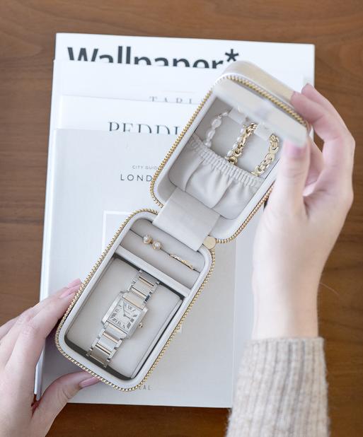 Metallic Pearl Travel Jewellery & Watch Box