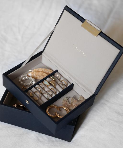 Navy Blue Mini Jewellery Box Set of 2
