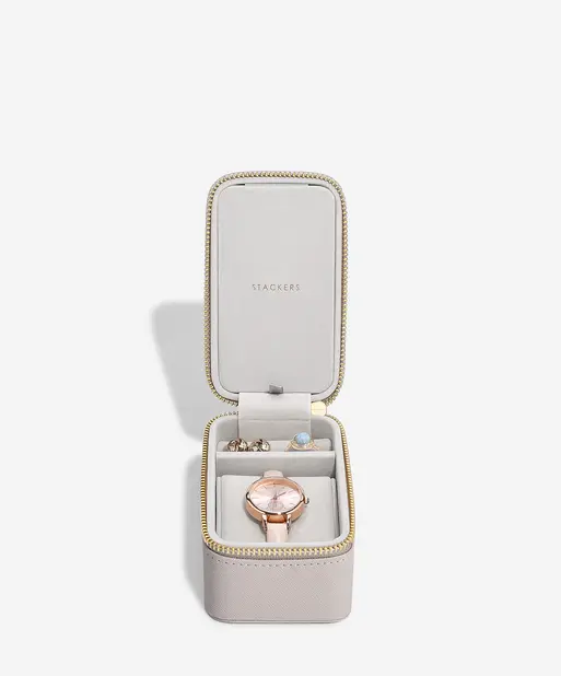 Taupe Travel Jewellery & Watch Box