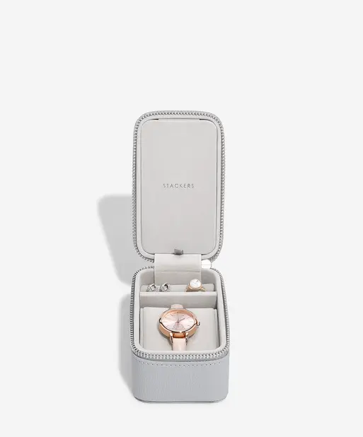 Pebble Grey Travel Jewellery & Watch Box
