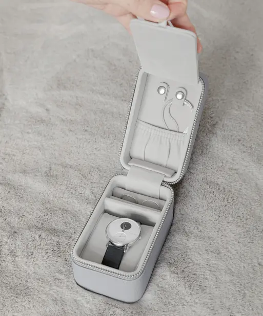 Pebble Grey Travel Jewellery & Watch Box