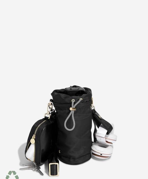 Recycled Nylon Black Bottle Bag