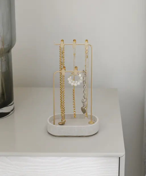 Oatmeal & Linen Multi-Hook Jewellery Stand