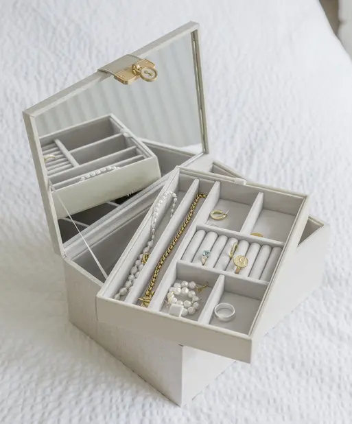 Oatmeal & Linen Luxury Classic Jewellery Box