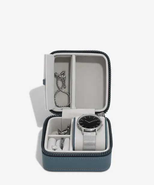 Blue Canvas Watch & Jewellery Box