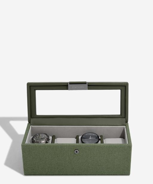 Green Canvas 4 Piece Watch Box