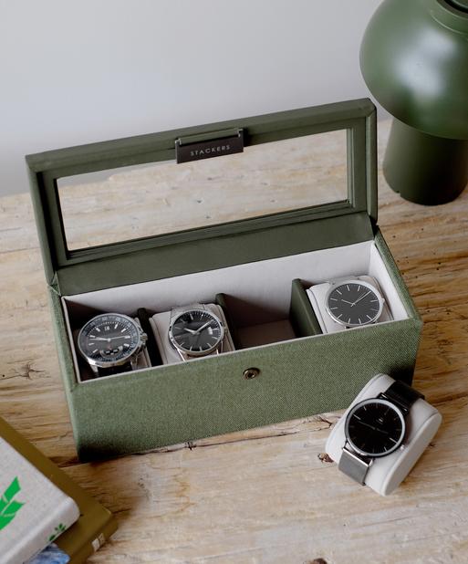 Green Canvas 4 Piece Watch Box
