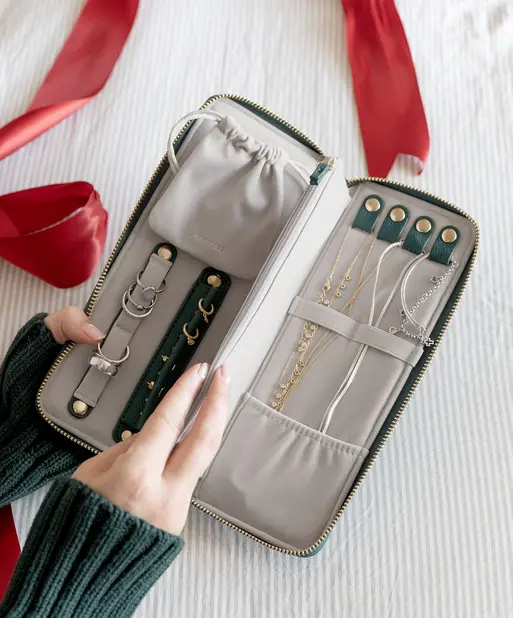 Forest Green Jewellery Roll