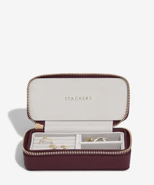 Burgundy Medium Travel Jewellery box