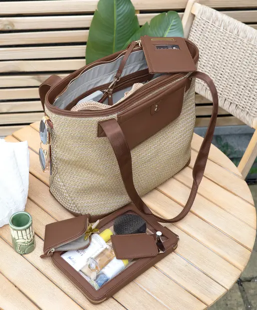 Tan Raffia Tote Bag
