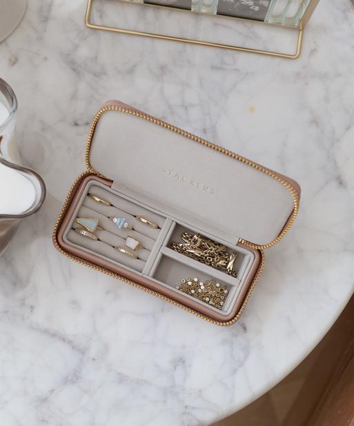 Patent Rose Medium Travel Jewellery Box