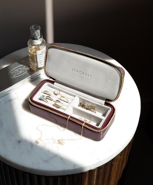 Patent Cherry Medium Travel Jewellery Box