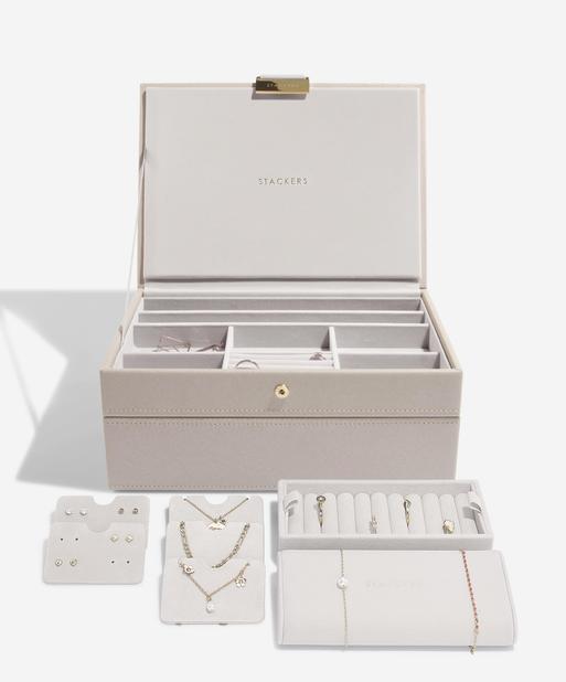 Taupe Classic Jewellery Box Set of 2 With Accessories