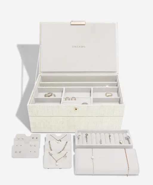 Oatmeal & Linen Classic Jewellery Box Set of 2 With Accessories