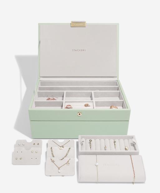 Sage Green Classic Jewellery Box Set of 2 With Accessories