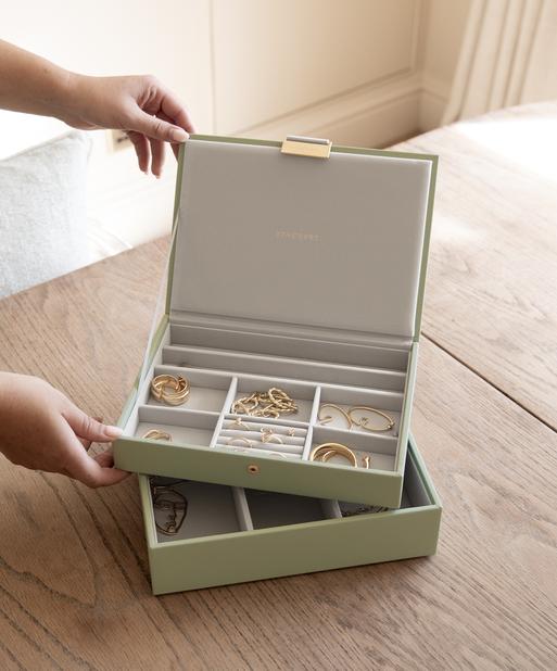 Sage Green Classic Jewellery Box Set of 2 With Accessories