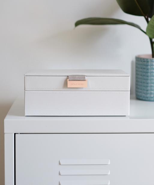 White & Rose Gold Classic Jewellery Box Set of 2 With Accessories