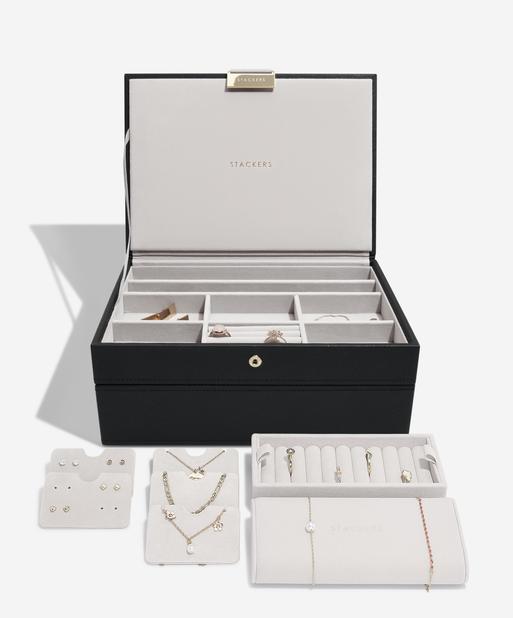 Black Classic Jewellery Box Set of 2 With Accessories