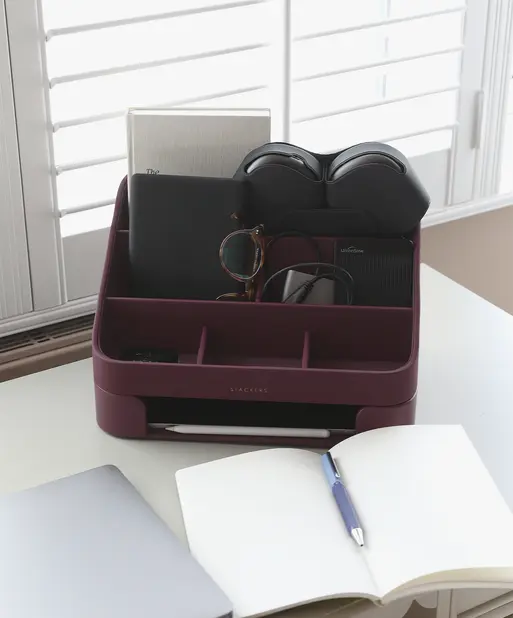 Garnet Red Desk Organiser Set