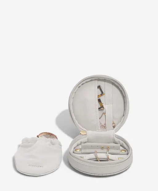 Limestone Round Travel Jewellery Box