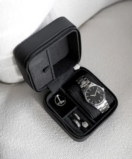 Black Fluted Watch & Jewellery Box