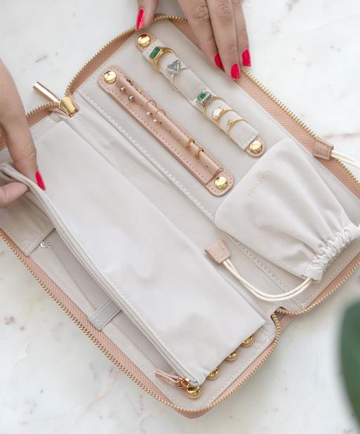 Blush Woven Jewellery Roll