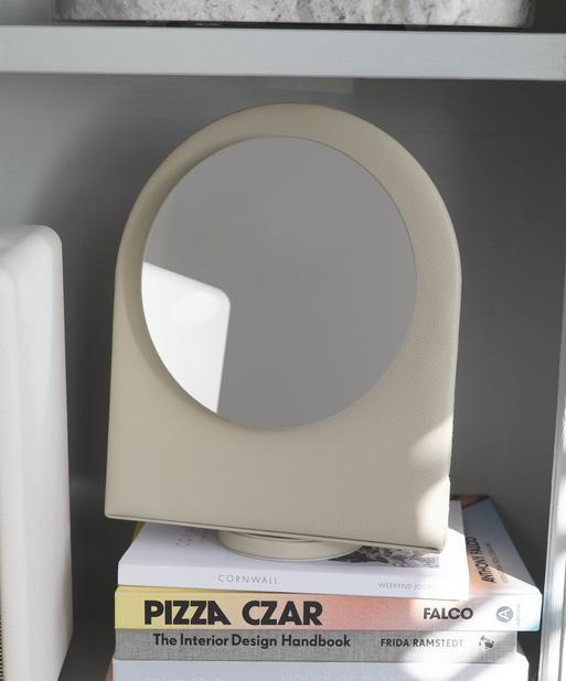 Oatmeal & Linen Rotating Hair Accessory Organiser With Mirror