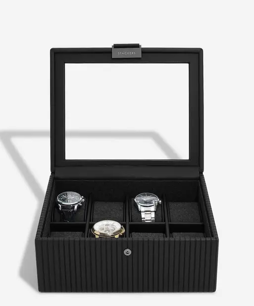 Black Fluted 8 Piece Watch Box