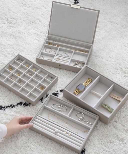 Taupe Raffia Classic Jewellery Box Set of 4