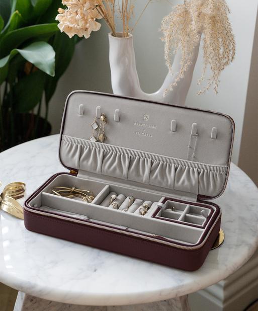Abbott Lyon X Stackers Burgundy Zipped Jewellery Box