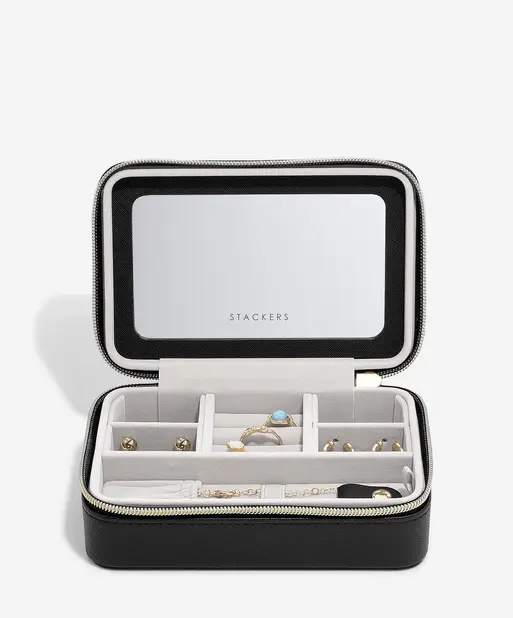 Black Raffia Luxury Travel Jewellery Box