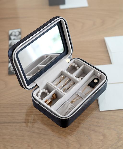 Black Raffia Luxury Travel Jewellery Box