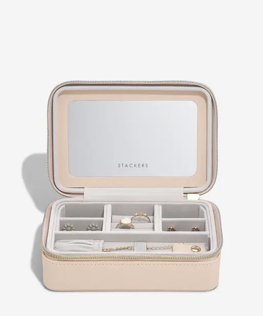Blush Raffia Luxury Travel Jewellery Box