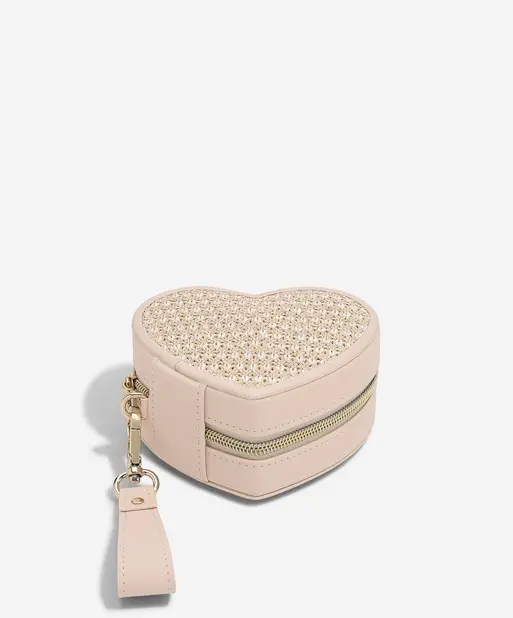 Blush Raffia Heart Jewellery Box