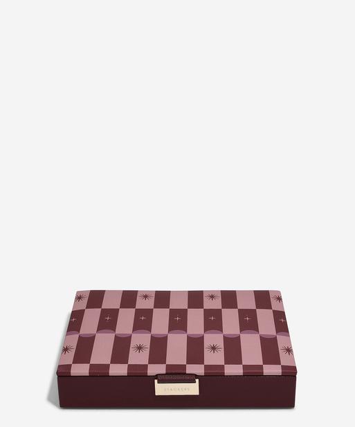 Burgundy Chequered Star Classic Jewellery Box Lid