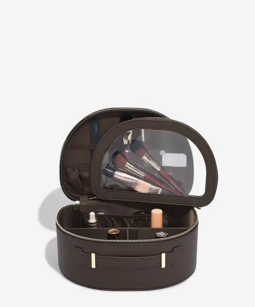 Brown Suedette Vanity Case